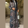 Pleated Print Foldable Collar Women's Long Sleeve Trench Coat Winter Original Design Cardigan Coat