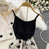Y2k Grunge Long Sleeve Blazer Women + Slim Waist Mid-length A-line Strap Dresses Autumn Two Piece Sets