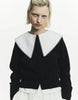 Japanese Style Sweet Black Short Knit Cardigan Women Slim Fit Fake Two-Piece Turn-Down Collar Knit Jacket Lady Sweater
