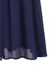 Womens Lace High Neck Cap Sleeve Cocktail Knee Length Solid Color With Satin Waist Belt Formal Wedding Party Dress