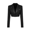 Black Cropped Blazer Coat Skirt Set Women Sexy Full Sleeve V-neck High Waist Split Long Skirts Lady Spring Commute Outfit