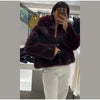 Elegant PU Fur Patchwork Jacket Women Loose Detachable Collar Lapel Double Breasted Jackets Female Winter Warm Outwear
