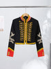 Napoleon Golden Button Patchwork Jacket Women Stand Collar Long Sleeve Panelled Slim Short Coats Chic Lady Outerwears