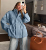 Oversized Tie Waist Short Trench Coat Stand Collar Long Sleeve Patch Pockets Spring Chic Daily Casual Women Jacket
