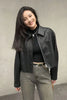 Black PU Leather Women Jackets Korean Zipper Biker Short Jacket Woman Autumn Winter Casual Loose Turndown Collar Coat