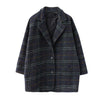 Winter Clothing Plaid Women's Coat Vintage Thicked Wool & Blends Streetwear Casual Coats Tops Abrigos Para Mujer
