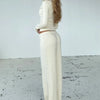 Women's Clothing Cardigan Slim Long Sleeve Low Waist Long Pants Sweater Solid Color Two Piece Outfits Woman Simple Style Casual