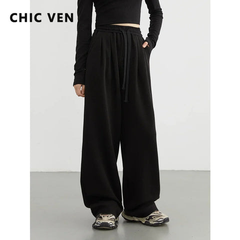 Women Pants Elastic Waist Drawstring Sports Loose Female Trousers Plush Full Long Thick Pant Autumn Winter
