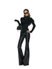 Spring Autumn Long Fitted Soft Black Pu Leather Flare Pants for Women Low Waist Sexy Designer Gyaru Clothes