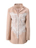 White Lace Patchwork Blazer Women's Notched Collar Slim Fit Long Sleeves Single Breasted Suit Jacket Tide