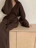 Women's Knit 2 Piece Set Lace-up Gathered Wast Cardigan Coats High Waist Wide Leg Pants Winter 26C1023