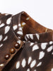 Leopard Patchwork Faux Fur Cuff Coats Women Round Neck Long Sleeve Single Breasted Slim Jacket Chic Ladies Outerwears