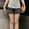 Harajuku Cartoon Embroidery Pants Women Kawaii Striped Loose Korean Trouser Shorts Y2K Subculture Vintage Female Wide Leg Pants