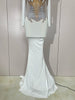 Sparkly Diamonds Pearl Black Sexy See Through Mesh Long Dress Women Wedding Evening Birthday Party Stage Photoshoot Dress