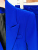 High Street Designer Runway Suit Set Women's Single Button Slim Fit Lapel Blazer Flare Pants Suit 2pcs Royal Blue