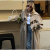 Solid Lace Up Long Trench Coat Women Full Sleeve Lapel Single Breasted Loose Outerwear Chic Lady Autumn Street Windbreak