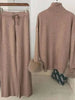 2 Pieces Sets For Women High Neck Loose Sweater With Fox Fur Cuffs Wide Leg Trousers Spring Winter 2DB1757
