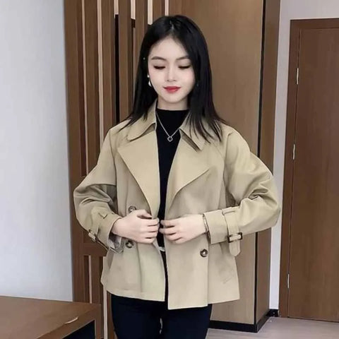 Spring Women Leisure Appear Thin Short Windbreaker Jacket Female Temperament Versatile Loose Fit Windbreaker Coat