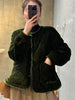 O-neck Retro Cotton Jacket Women Casual Pocket Green Velvet Coat Winter Long Sleeve Loose Warm Clothing Versatile F629