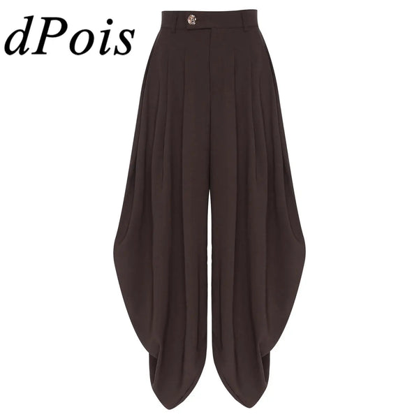 Women Palazzo Pants Trousers Casual SlacksBaroque Pleated Loose Wide Leg Pants Daily Commute Office Pants Women's Trousers
