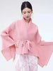 Women's Pleated Coat Loose Lapel Lace Up Irregular Solid Color Casual Versatile Cape Female Spring 2DE431