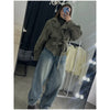 Solid Tie Waist Cinching Suede Jackets Women Chic Stand Up Collar Loose Crop Short Coats Lady Autumn Commute Daily Outfit