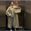 Oversize Women's Stand Collar Trench Coat Full Sleeved Single Breasted Pocket Side Split Long Windbreaker Autumn Lady Outwear