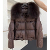 Winter Women Goose Down Jacket Natural Raccoon Fur Collar Coats Parka Puffer Jackets Outwear Coats