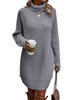 Women's Ribbed Knit Long Sleeve Dresses Autumn And Winter Texture Loose Sweater Dress Temperament Women's Vestidos
