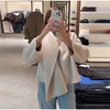 Women's Jacket Outerwear Scarf Collar Solid Long Sleeve Coat Loose Asymmetric Draped Jacket Elegant Casual Street Coat Ladies