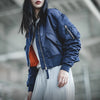 Women's MA-1 Cotton-padded Cropped Jacket Thickened Windproof Casual Winter Outwear Blue Baseball Bomber Coats Female Tops