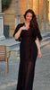 Solid Long Dress Women Flare Sleeve A Line Dresses Casual Ruffles Midi Waist Vestidos V Neck Office Lady Slight Strech