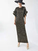 Elegant Pleated Long Dress For Women O-neck Flare Sleeves High Waist Solid Color Dresses Spring Clothing 2Z2387