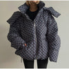 Autumn Winter Print Women's Cotton Jacket Loose Hooded Thicken Zipper Pockets Jackets Female Warm Full Sleeve Outwear