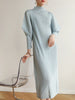 Pleats Batwing Sleeve Pleated Long Dress Korean High Causal Elegant Women Designer Clothing