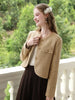 Tweed Short Coats for Women French Camel Wood Ear Collar Bead Autumn Retro Quality Jackets 2243185796