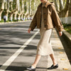 Women's Hooded Short Trench Coat in Olive Green, Brown, and Black, Double-Breasted with Pocket Details, Casual Jacket