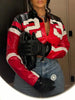 Women's Artificial Leather Jacket PU Leather Short Jacket Digital Printed Streetwear Motorcycle Casual Jacket