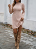 Autumn Women Sweater Dresses Pearls Round Neck Long Sleeve Hip Wrap Dress Winter Elegant Ladies Casual Solid Slim Fit Dress