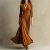 Spring Fall Women Suit Collar Velvet Long Dress Slim Elegant Office Lady Velour Dresses
