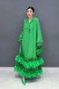 Autumn Dress For Women Fashinon Chiffon Long Sleeved Artificial Feathers Elegant Female Dresses 5R9799