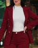 2Pcs Women's Solid Color Suit + Trousers Two-Piece Set Slim Fit Business Double Breasted Formal Female Clothes Outfit