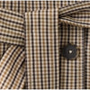 Checkered Women Short Trench Coat Lapel Double‑Breasted Belted Waist Jacket Autumn Retro Lady Outerwear