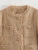 Chic Female Tweed Basic Jacket Coat Women Clothing Woolen Outerwear Long Sleeve Front Button Female Outerwear Chic Tops