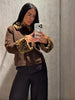 Retro Style Deer Spotted Faux Fur Collar Coat Women's Casual Brown Button Down Outerwear Lady Autumn Party Streetwear