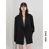Women Blazers Solid Loose Double-breasted Wide Shoulder Office Ladies Suit Jacket Oversized Coat Spring Autumn