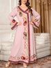 Plus Size Middle Eastern Gown Western V-Neck Printed Women's Dress for Commute Loose Vacation Style Long Sleeve Dress
