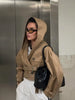 Elegant Double Belt Women Windbreaker Casual Khaki Long Sleeve Lapel Button Female Jacket Autumn Winter Lady Streetwear