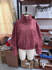 Women Stand Collar Leather Pilot Jacket Red Zipper Cropped Coat Casual Outerwear Streetwear
