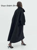 Chic Stand Collar Long Woolen Coats Women Loose Puff Sleeve Single Breasted Solid Warm Overcoat Autumn Winter Lady Outwear